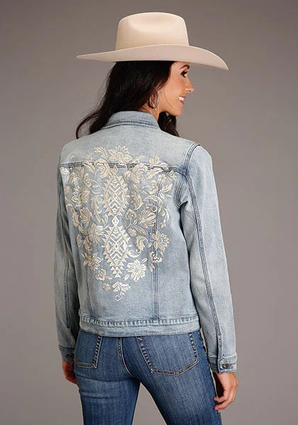 Stetson Back Floral Embroidery (Light Wash) - Women's Denim Jacket