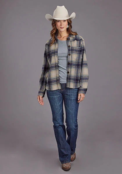 Stetson Plaid with Drop Shoulders (Blue) - Women's Shirt Jacket
