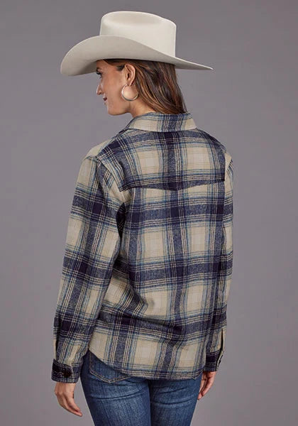 Stetson Plaid with Drop Shoulders (Blue) - Women's Shirt Jacket