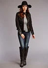 Stetson Novelty Solid Smooth (Black) - Women's Leather Jacket