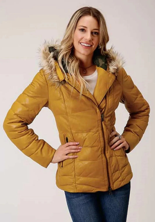 Stetson Quilted Puffy (Yellow) - Women's Leather Jacket