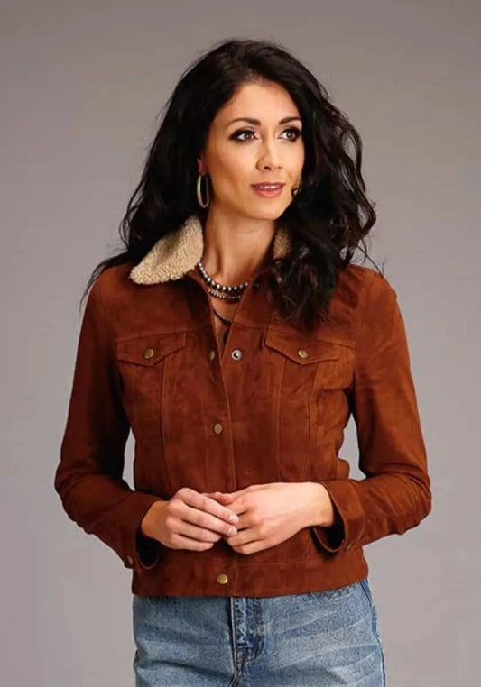 Stetson Ginger Suede (Brown) - Women's Suede Bomber Jacket