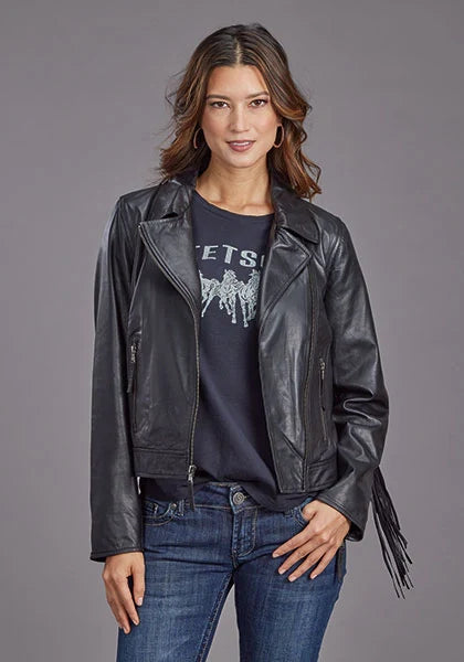 Stetson Asymmetrical Zip Motorcycle (Black) - Women's Leather Jacket