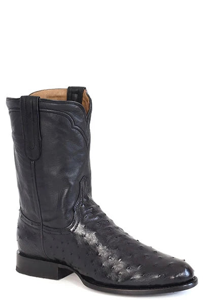 Stetson Austin (Black) - Men's Ostrich Cowboy Boot