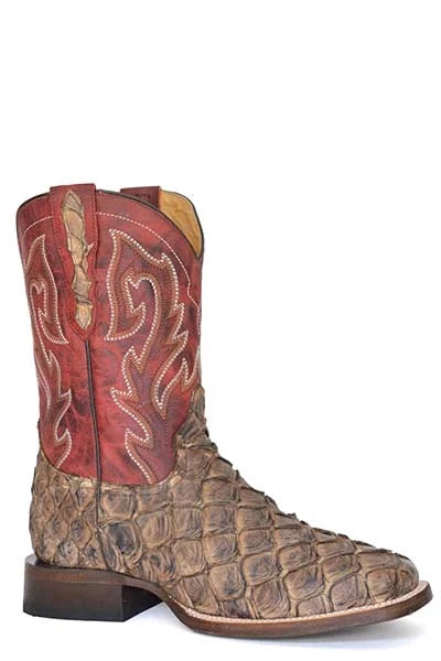 Stetson Predator (Red) - Men's Pirarucu Cowboy Boot