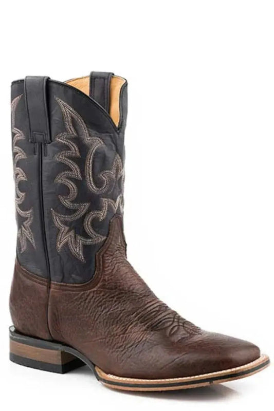 Stetson Midnight Rider (Black) - Men's Bison Leather Cowboy Boot