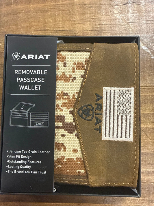 Ariat Camo Flag Bi Fold Wallet Western Style Durable Everyday Carry Card Holder For Men And Women by Wild West Outfitters