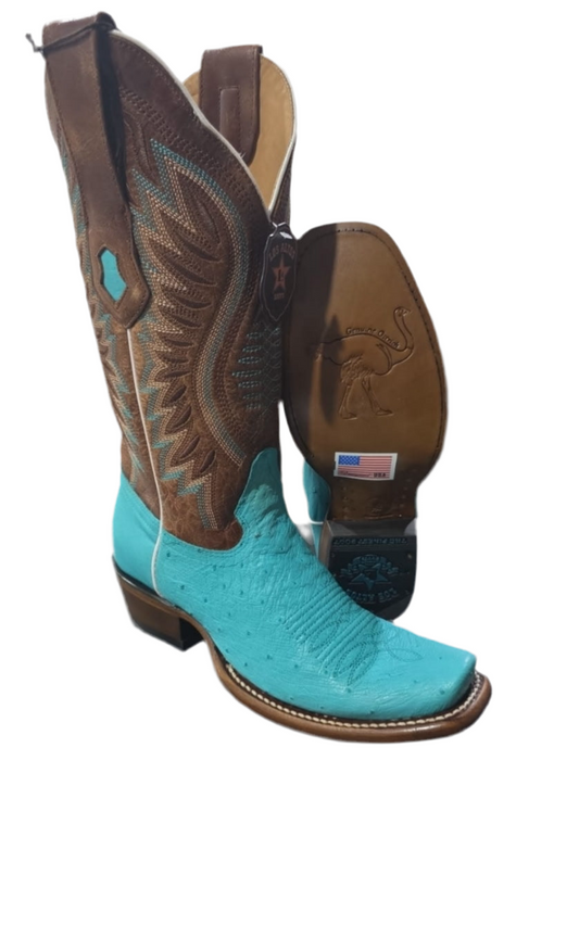 Exotic Los Altos Smooth Ostrich Women’s Turquoise Dubai Toe Cowgirl Boot