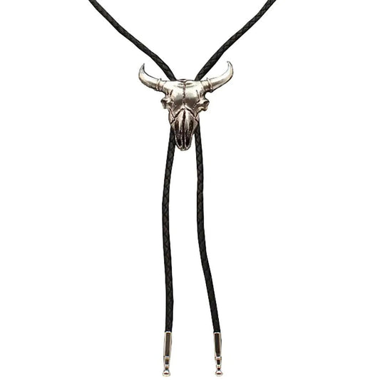 Double S Silver Steer Skull - Bolo Tie