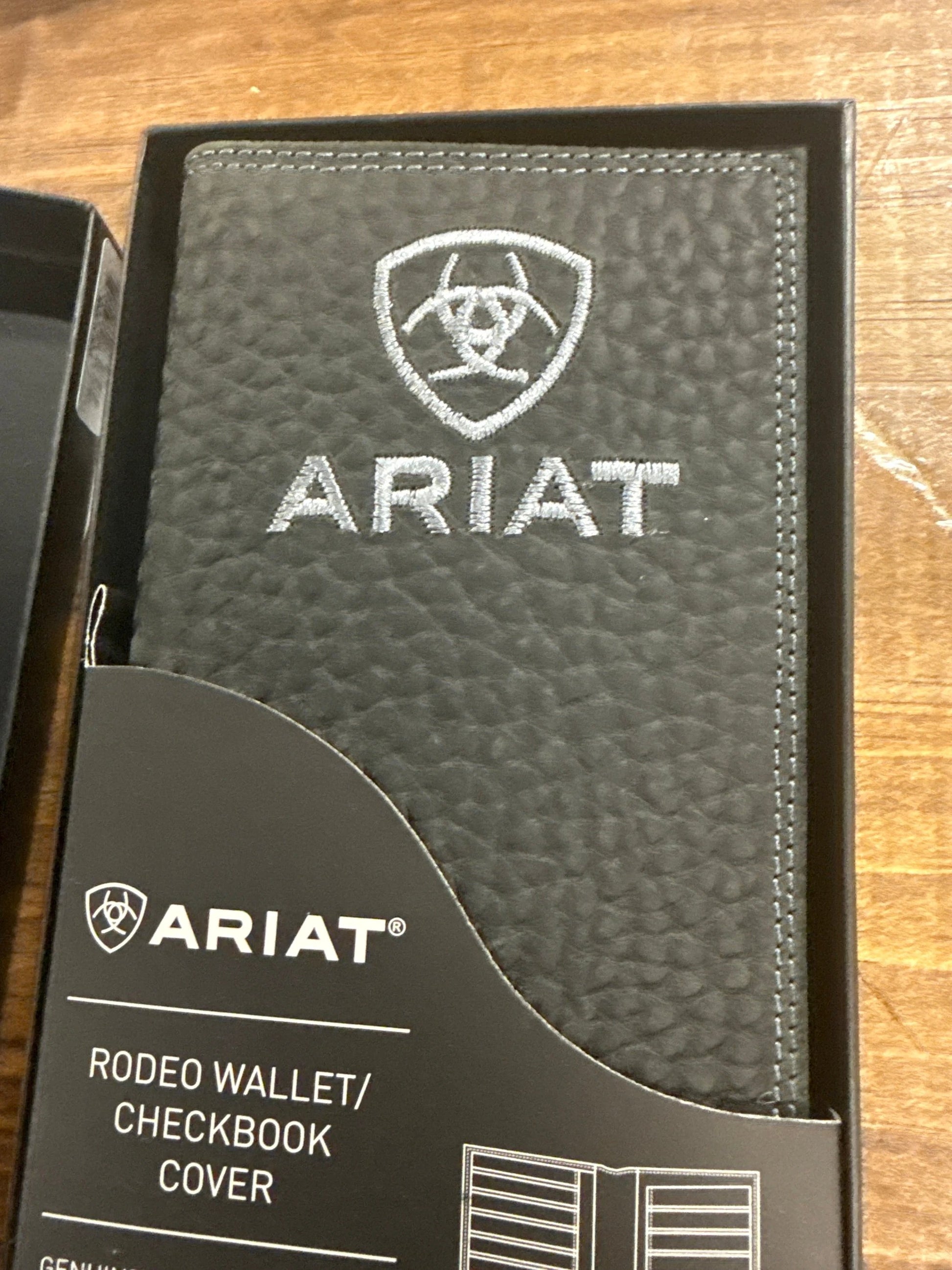 Ariat Shield Rodeo Wallet Black And Grey Western Style Card Organizer For Men With Shield Motif by Wild West Outfitters