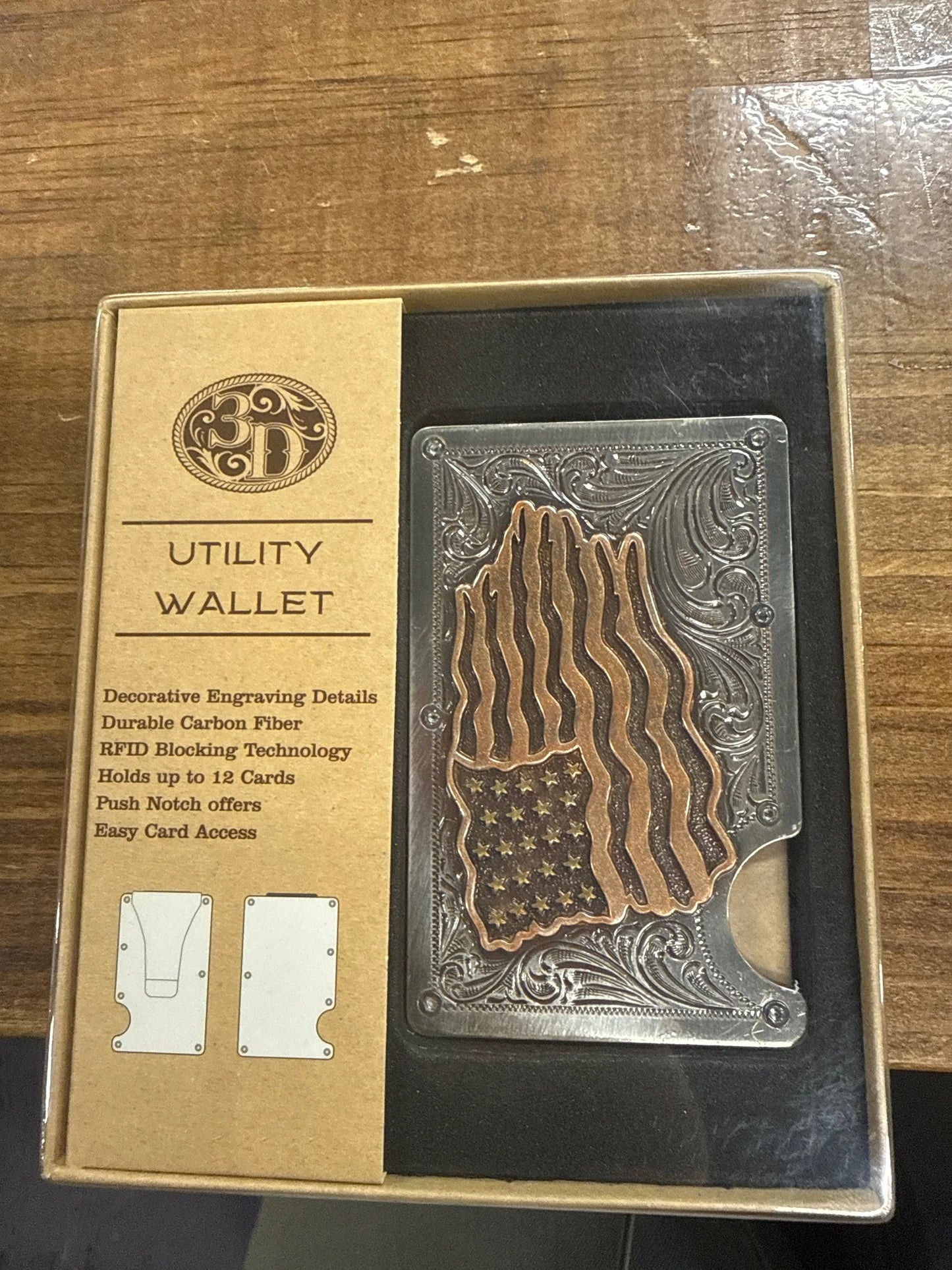 3D Metal Flag Card Wallet Premium Aluminum Card Holder With Flag Design Slim Compact Profile Gift Ready For Men by Wild West Outfitters