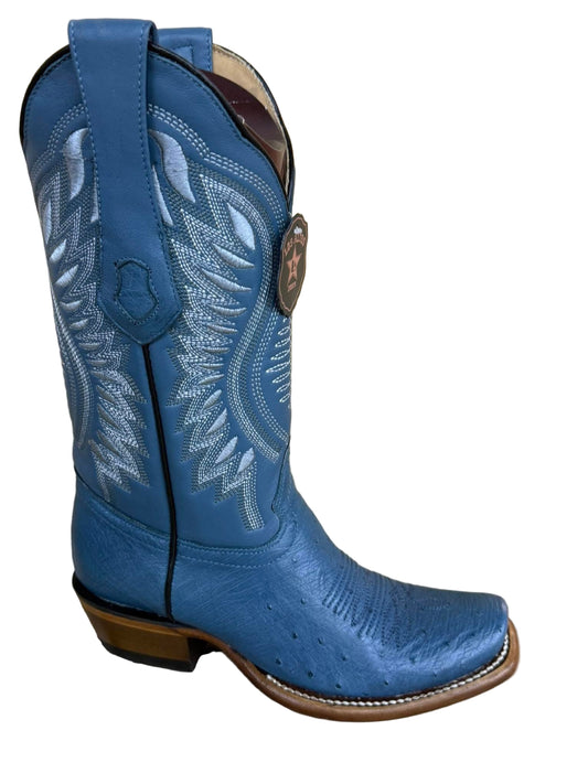 Custom Exotic Los Altos Blue Jean Smooth Ostrich Dubai Toe Cowgirl Boots