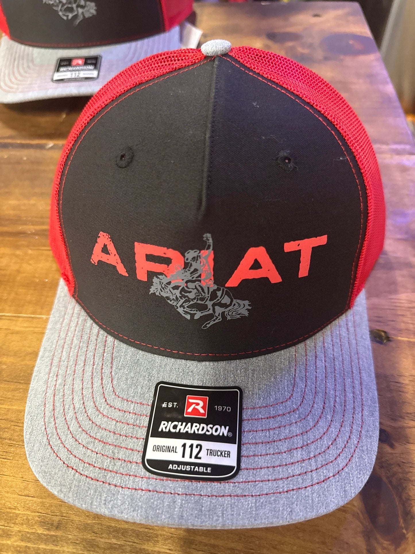 Ariat Red and Black Bull Rider Hat For Riders Ranch Hands And Rodeo Fans Comfort And Performance Headwear by Wild West Outfitters
