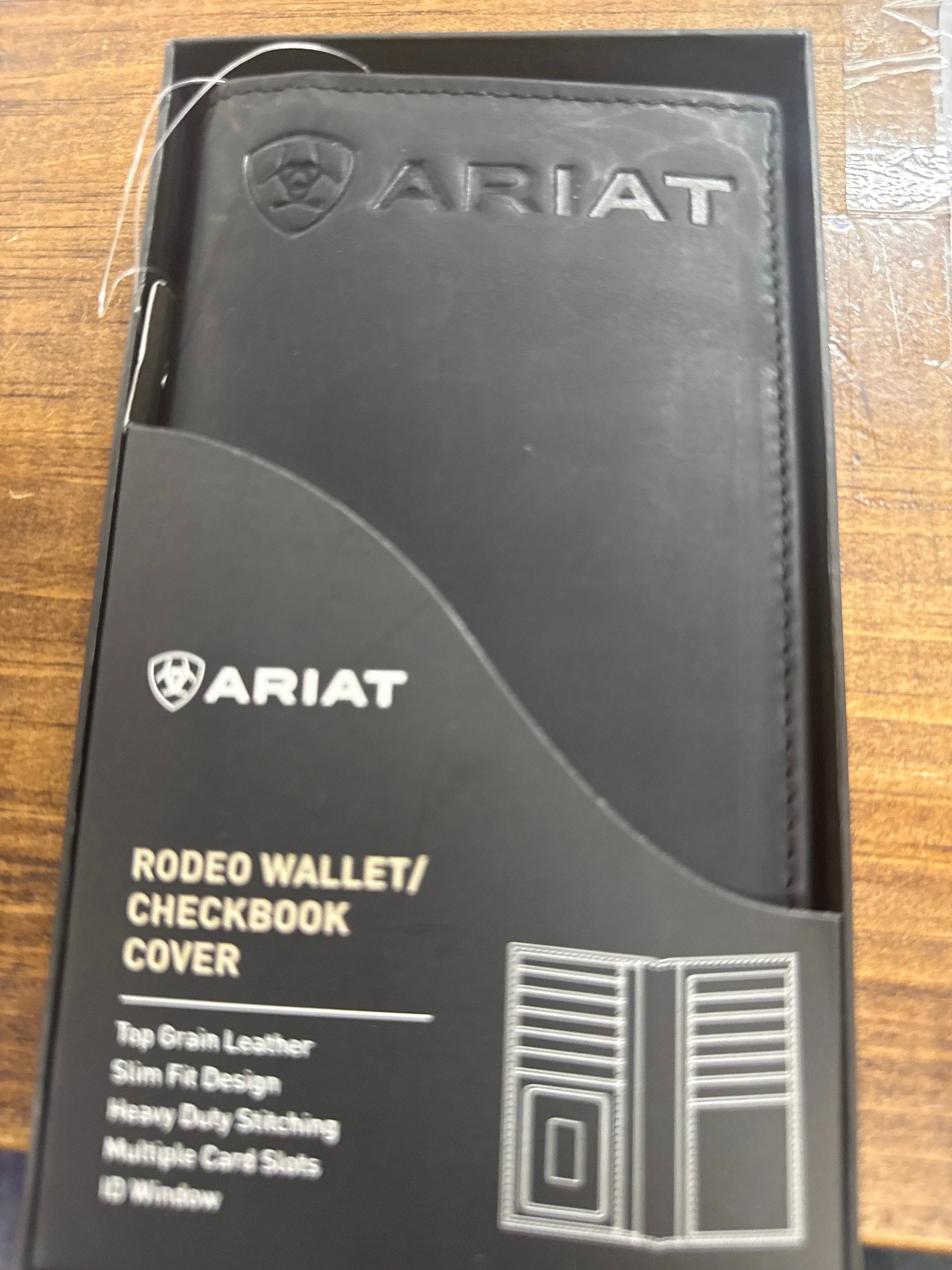 Ariat Black Rodeo Wallet Leather Bifold Card Holder For Men Western Style Durable Everyday Use by Wild West Outfitters