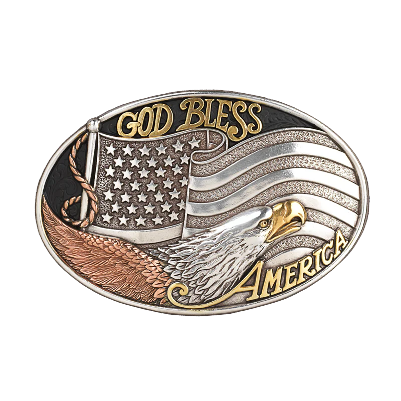 Nocona God Bless America (Silver/Gold) - Belt Buckle
