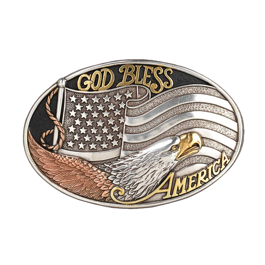 Nocona God Bless America (Silver/Gold) - Belt Buckle