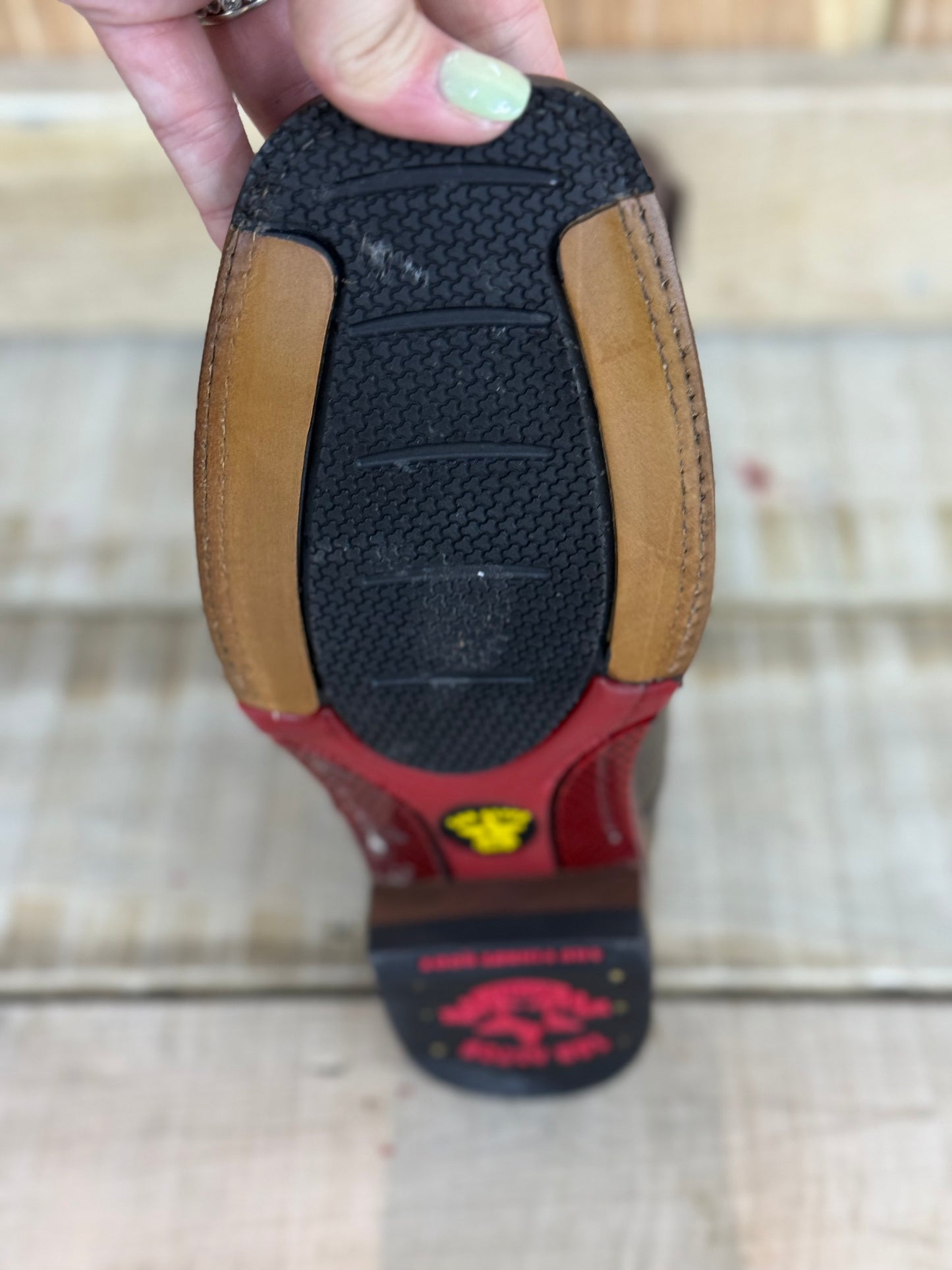 Exotic Los Altos Ostrich Leg Grasso Brown Wide Square Toe
