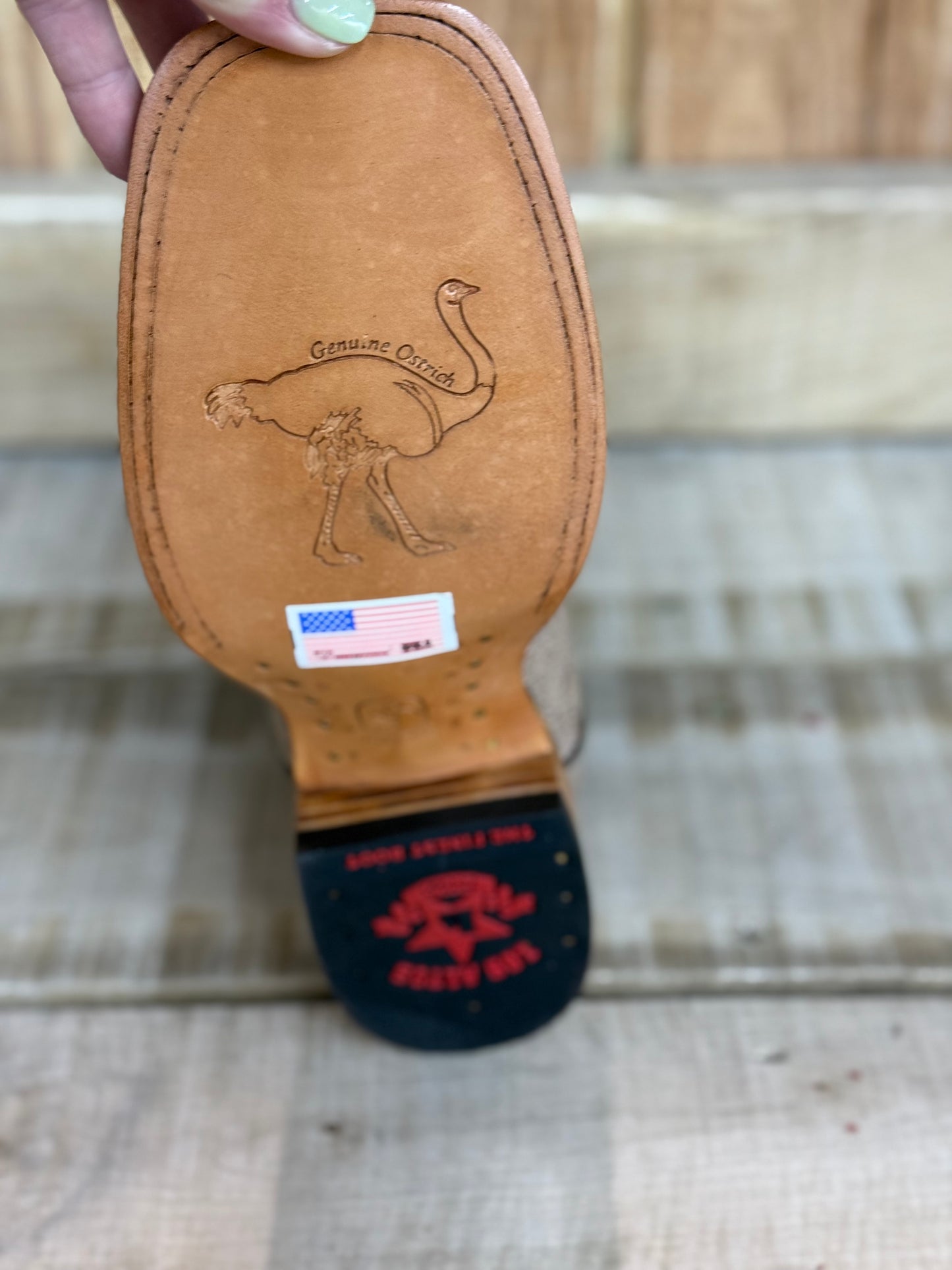 Exotic Los Altos Smooth Ostrich Moka Wide Square Toe