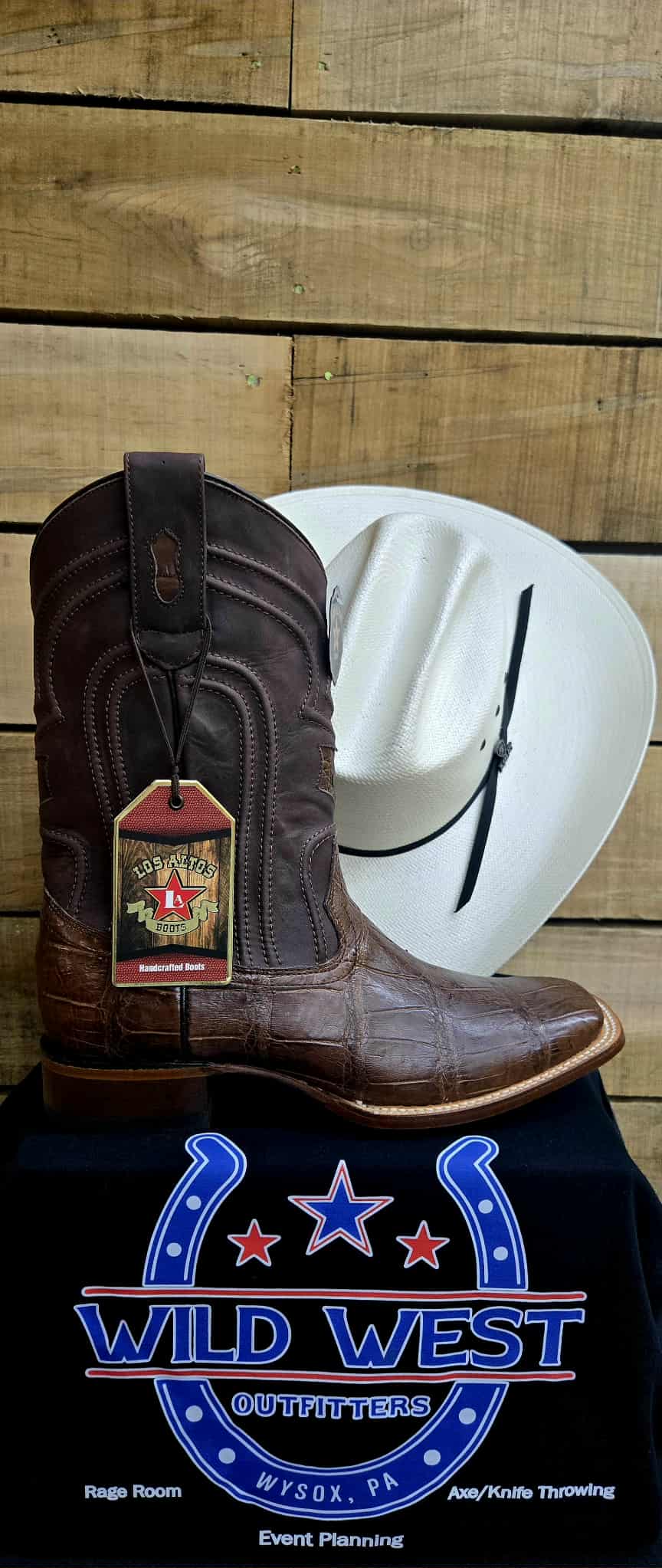 Exotic Los Altos Brown Alligator Wide Square Toe