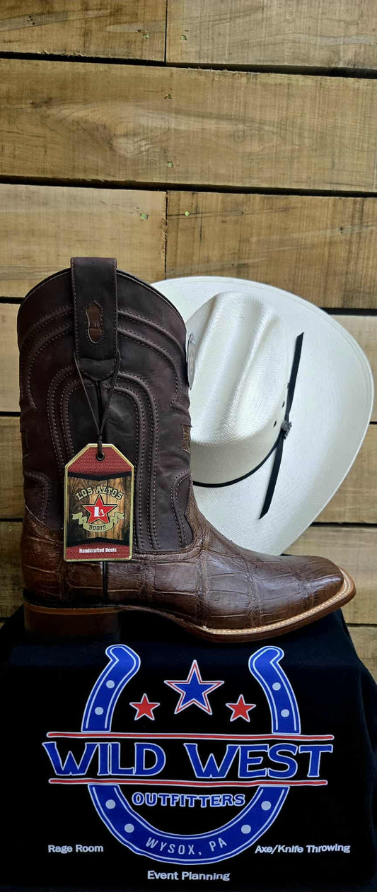 Exotic Los Altos Brown Alligator Wide Square Toe