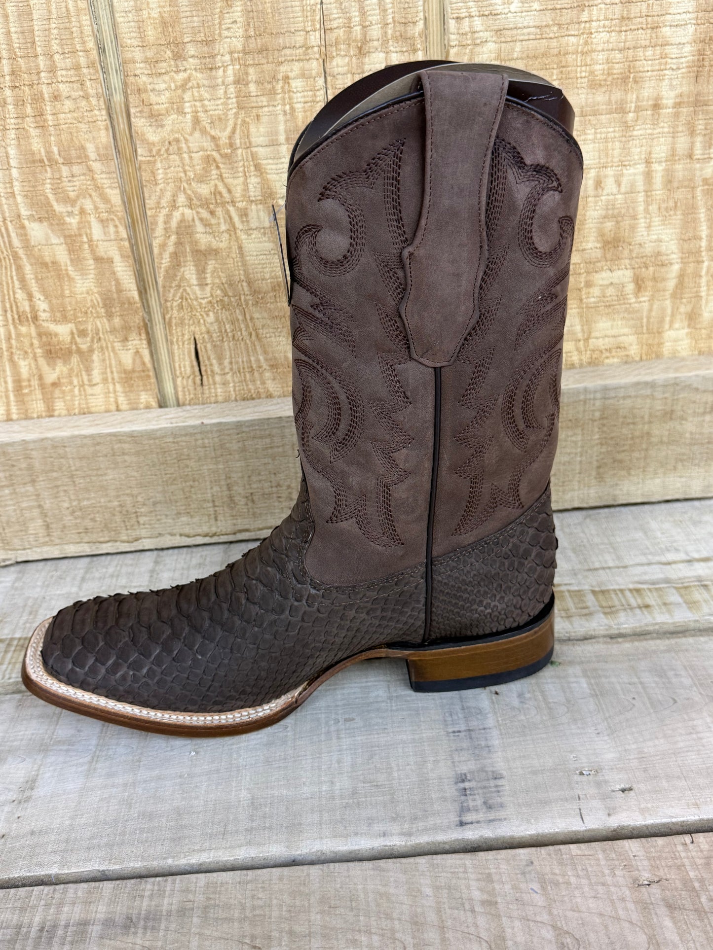 Exotic Los Altos Suede Brown Python Men’s Cowboy Boots