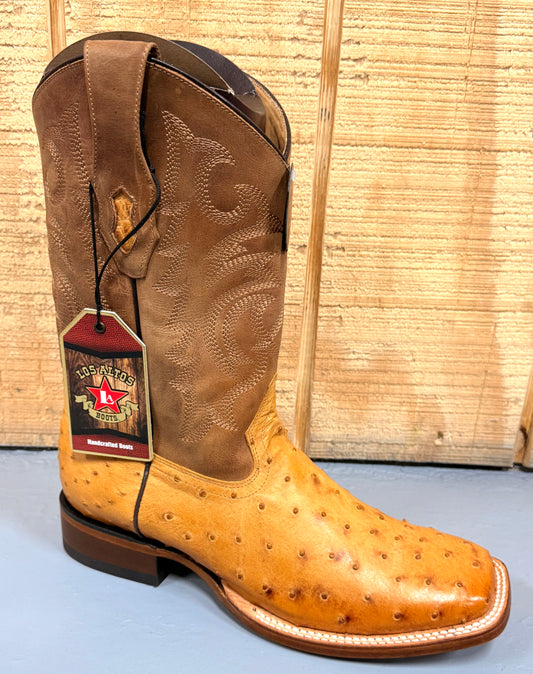 Exotic Los Altos Amber Ostrich Wide Square Toe Men’s Cowboy Boots