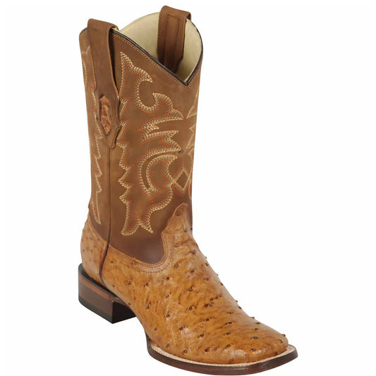 Exotic Los Altos Amber Ostrich Wide Square Toe Men’s Cowboy Boots