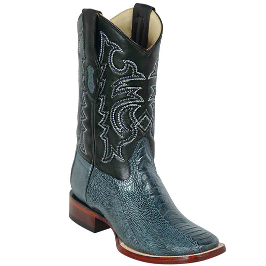 Exotic Los Altos Blue Jean Ostrich Leg Wide Square Toe Cowboy Boots