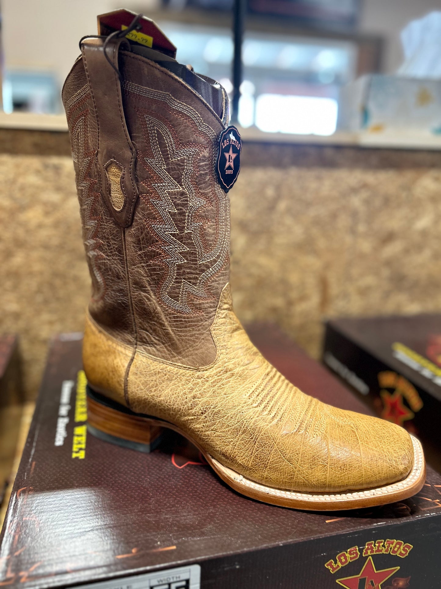 Exotic Los Altos Amber Smooth Ostrich Cowboy Boots