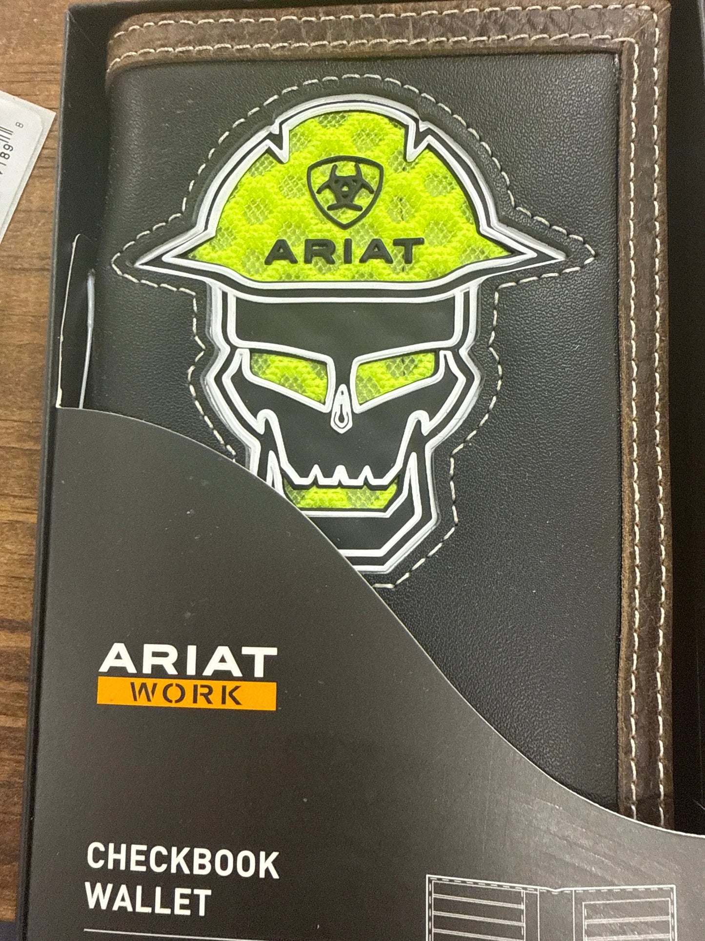 Ariat Lime Green Work Rodeo Wallet Durable Leather Bifold For Ranch Life And Everyday Use by Wild West Outfitters