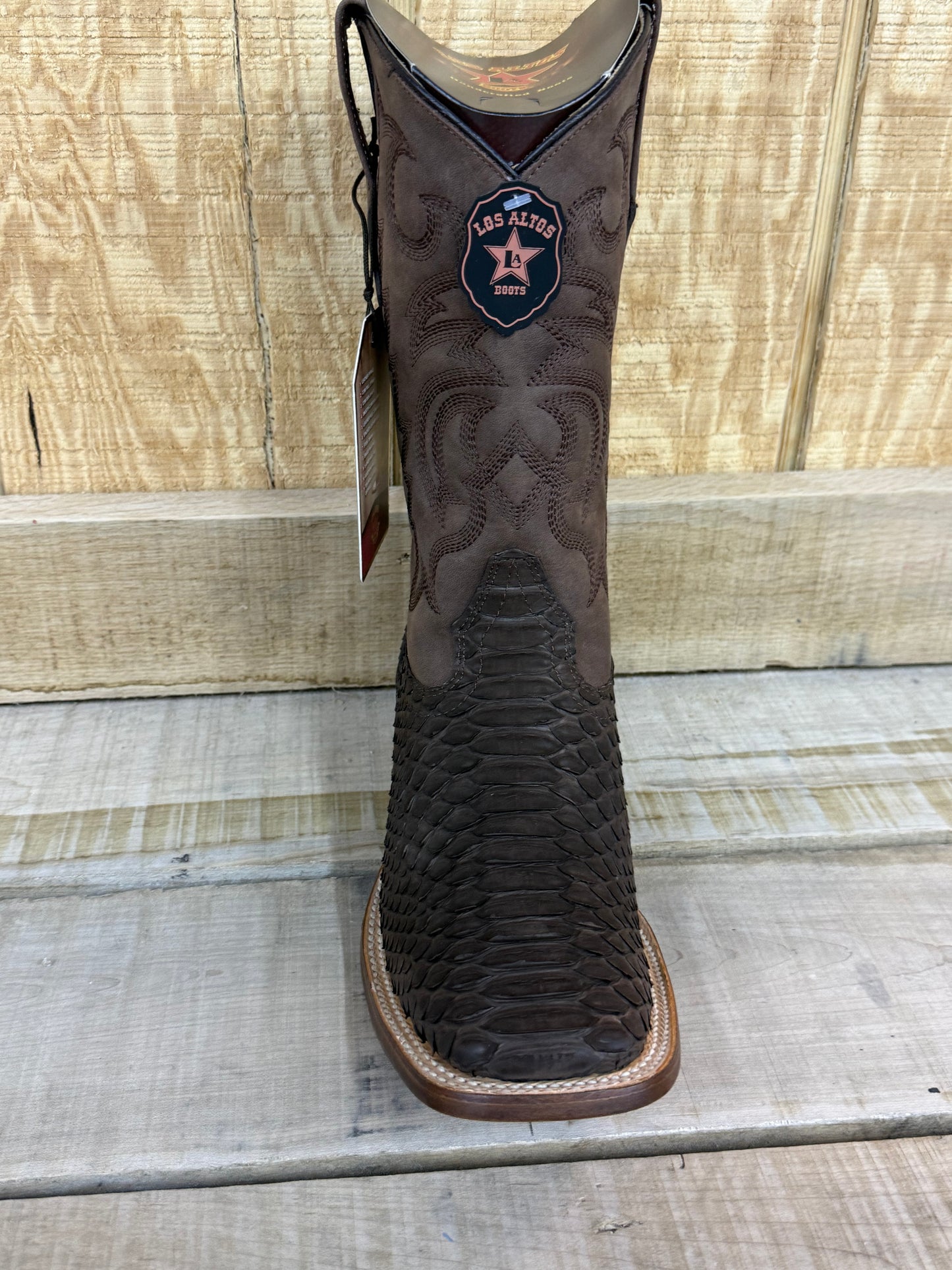 Exotic Los Altos Suede Brown Python Men’s Cowboy Boots