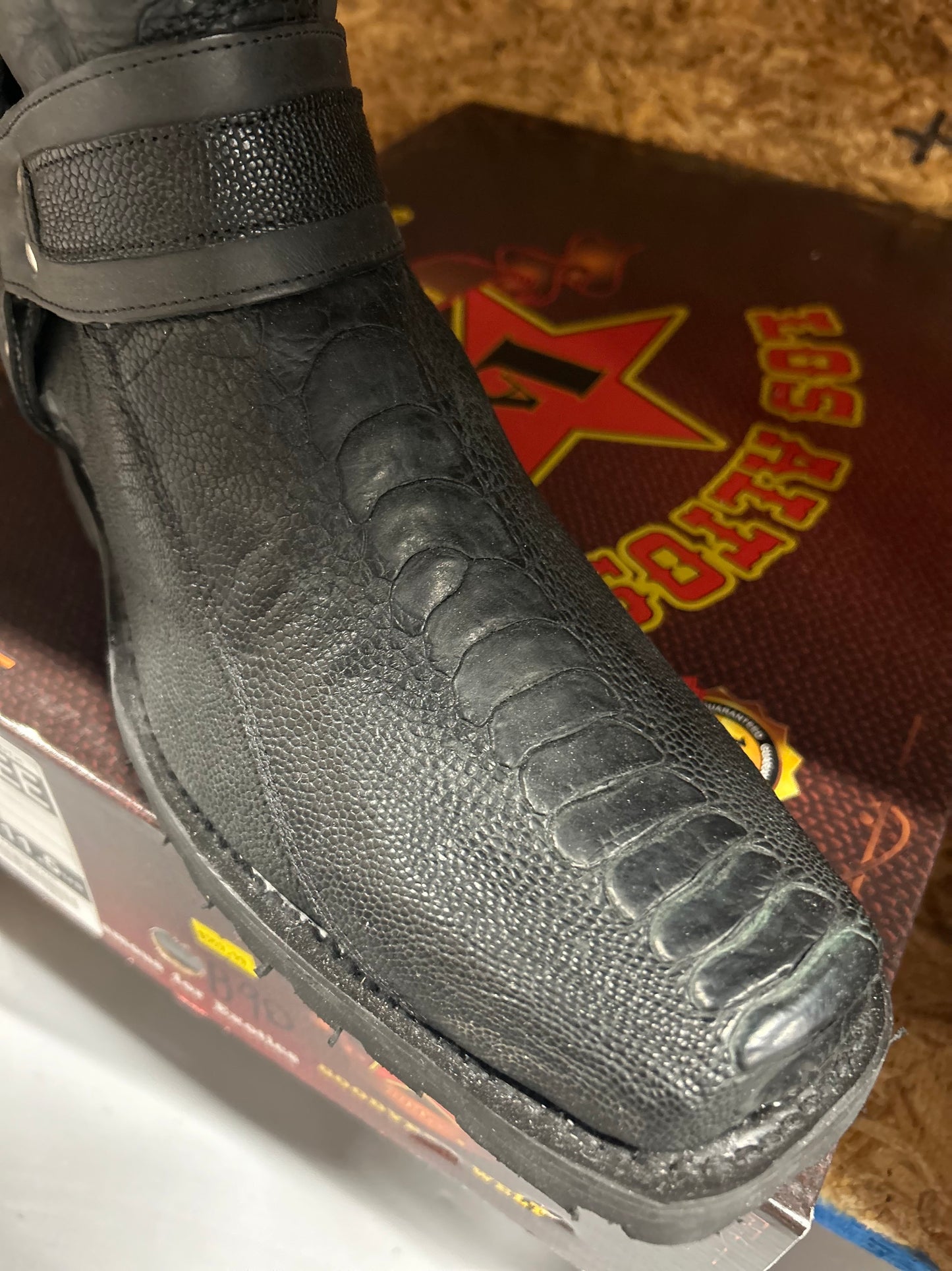 Exotic Los Altos Ostrich Leg Biker Boot