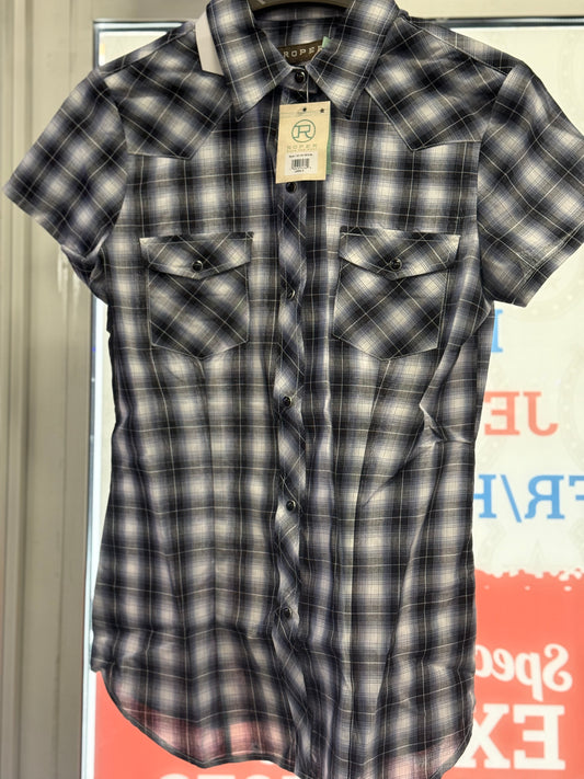 Roper Woman’s Black Plaid Snap