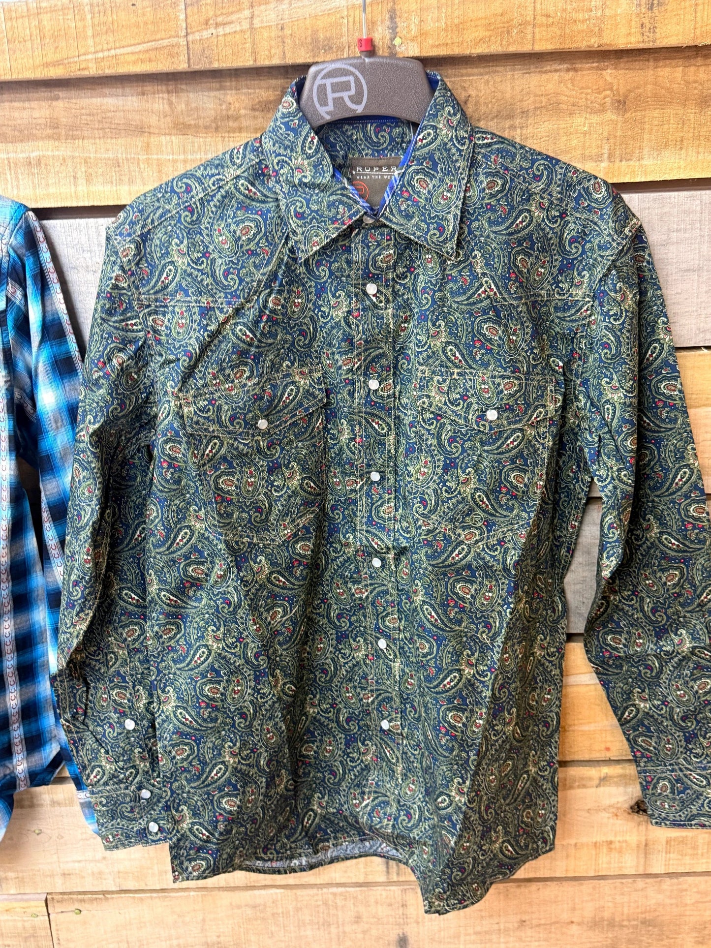 Roper Men's Forest Paisley Pearl Snap Long Sleeve Western Shirt Authentic Ranch Style for Everyday Wear by Wild West Outfitters