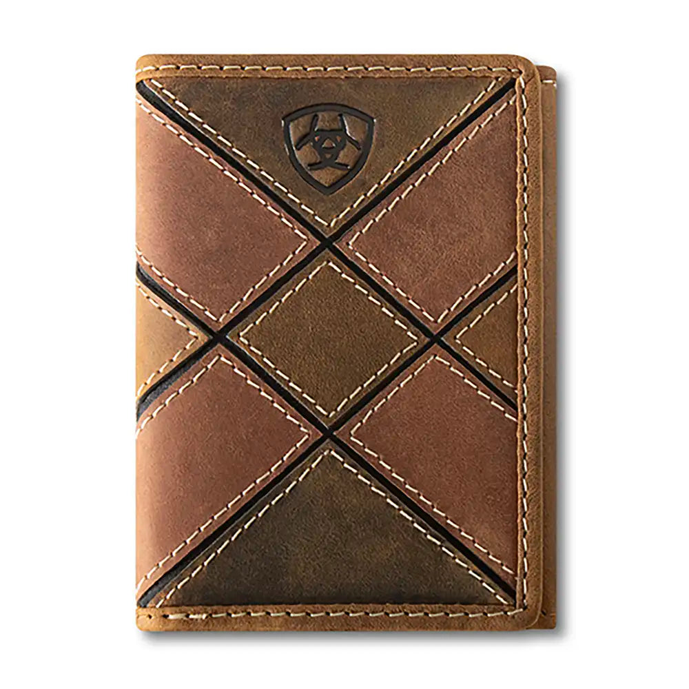 Ariat Patchwork Embossed - Men's Trifold Wallet
