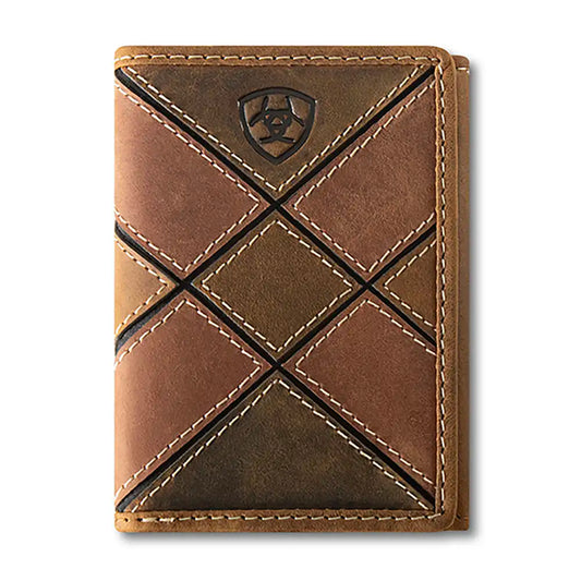 Ariat Patchwork Embossed - Men's Trifold Wallet