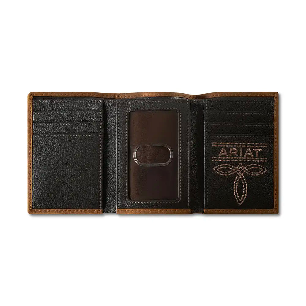 Ariat Patchwork Embossed - Men's Trifold Wallet