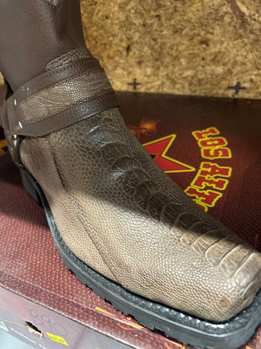 Exotic Los Altos Ostrich Leg Biker Boots