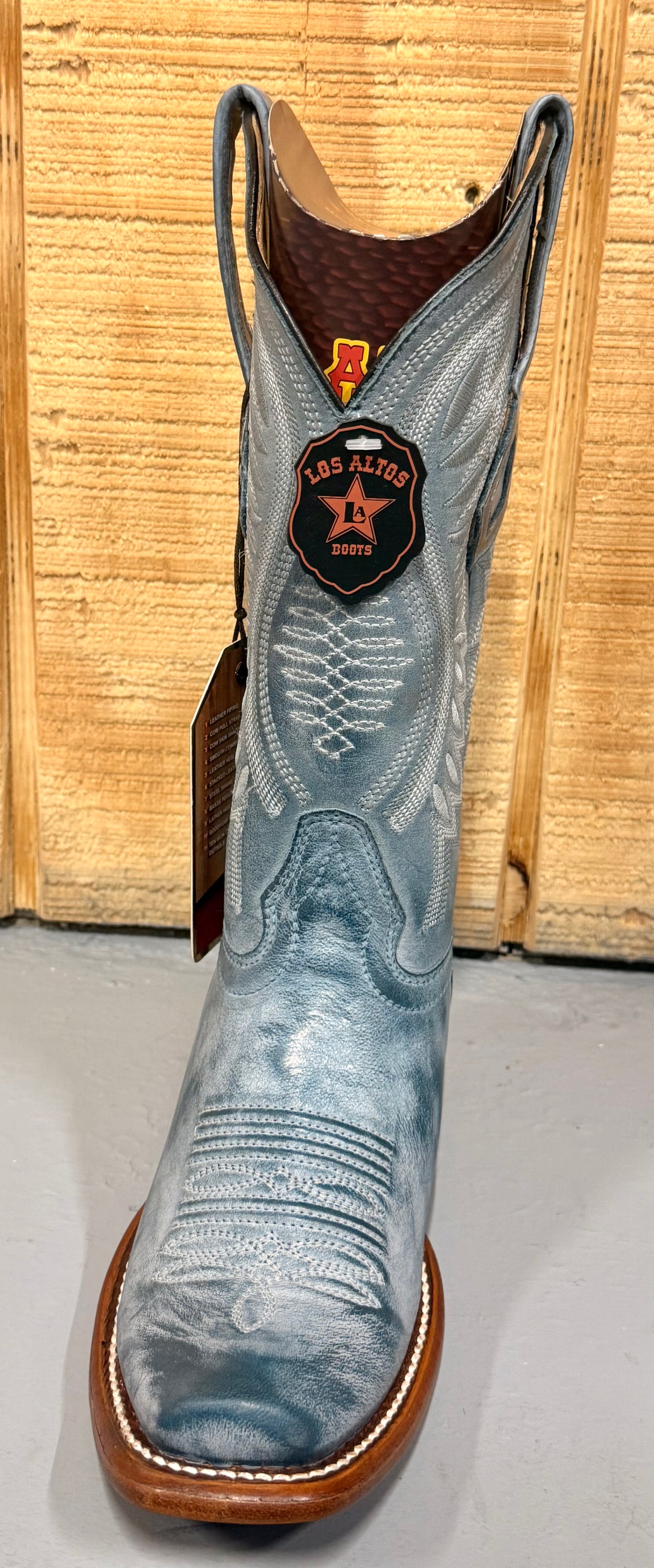 Los Altos Vintage Blue Jean Dubai Toe Cowgirl Boots