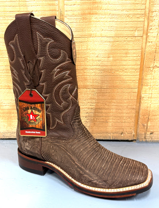 Exotic Los Altos Sanded Brown Lizard Wide Square Toe