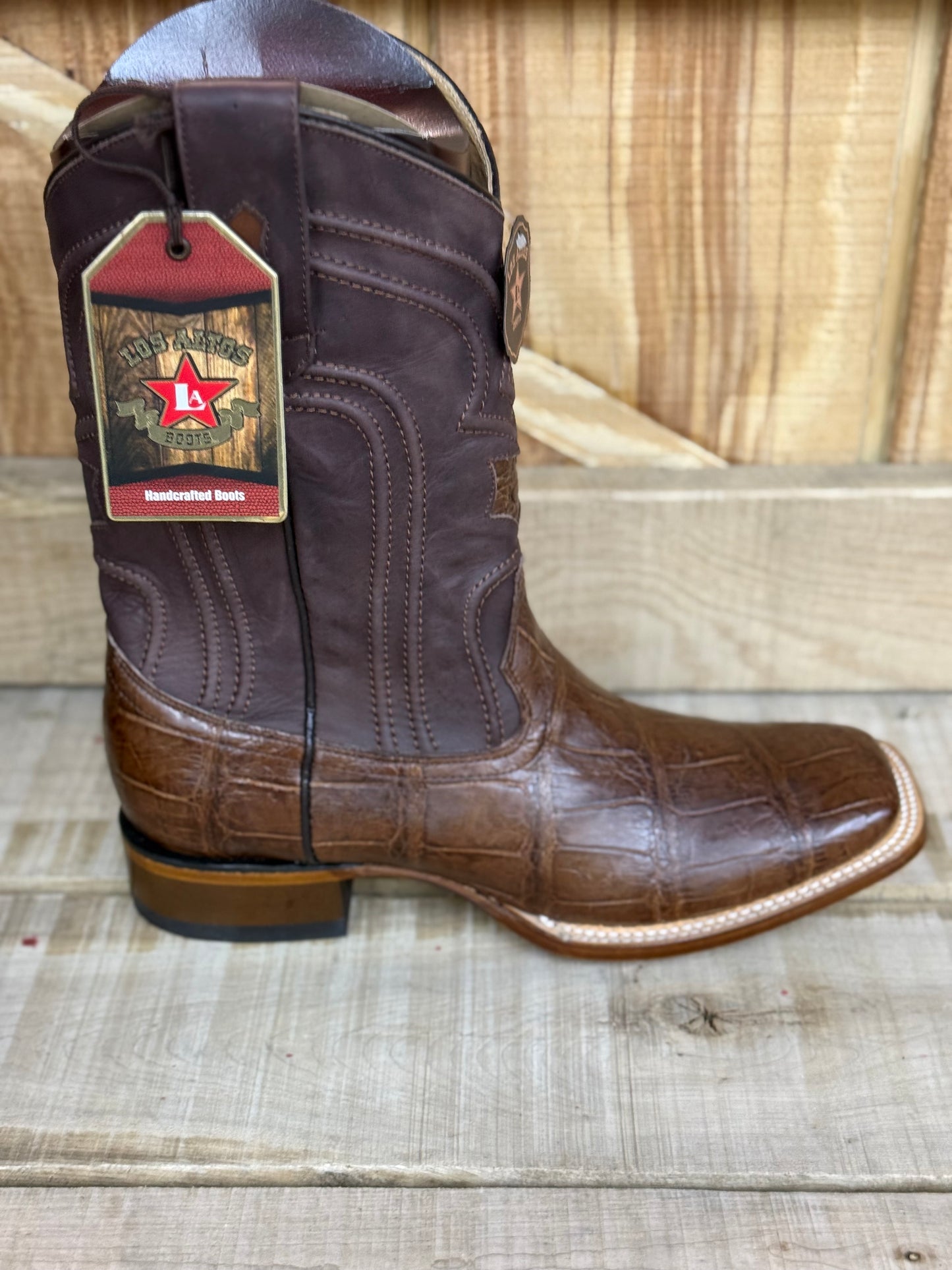 Exotic Los Altos Brown Alligator Wide Square Toe