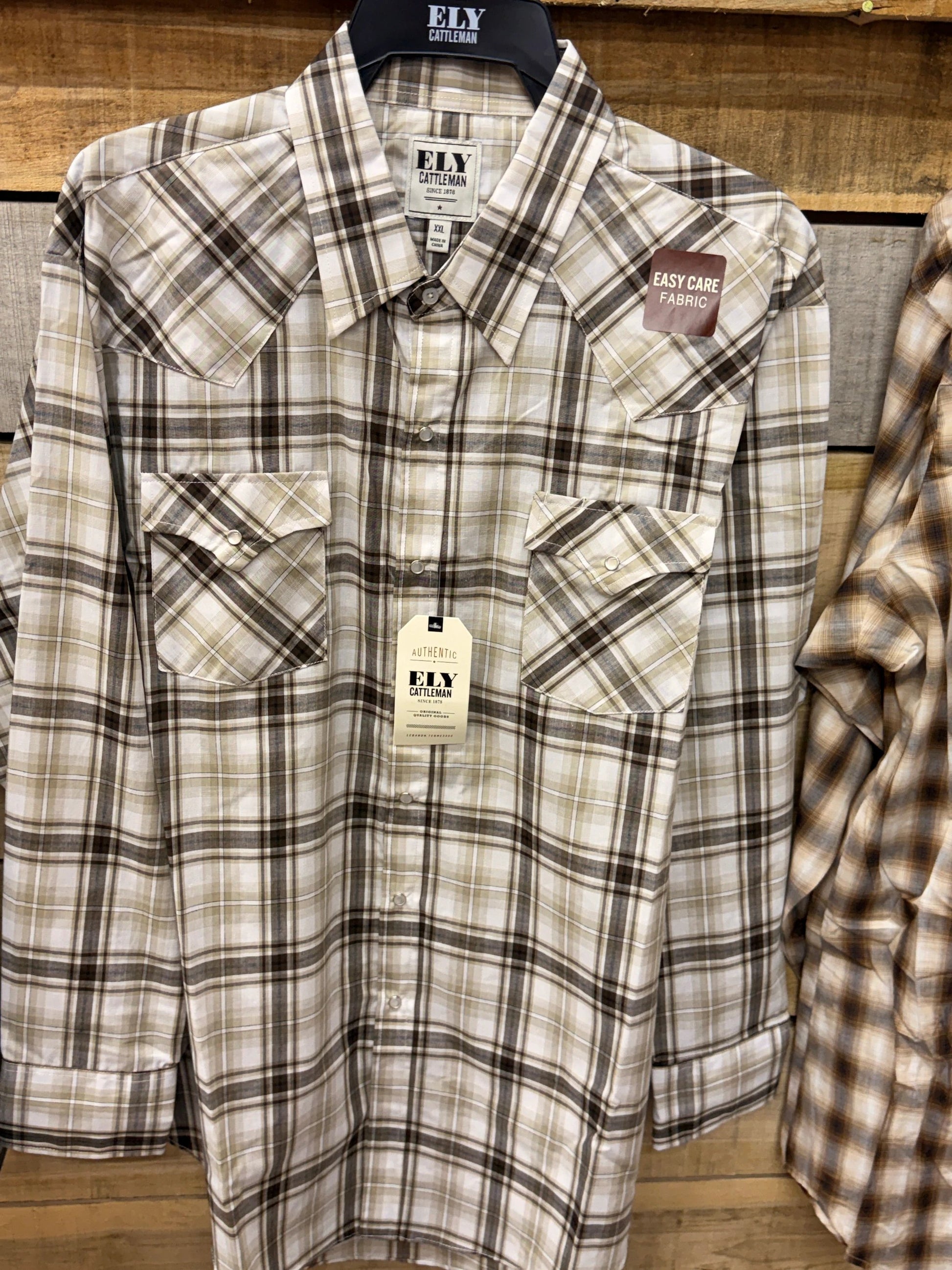 New Ely Cattleman Plaid Long Sleeve Pearl Snap Western Shirt for Ranch Work and Everyday Comfort by Wild West Outfitters