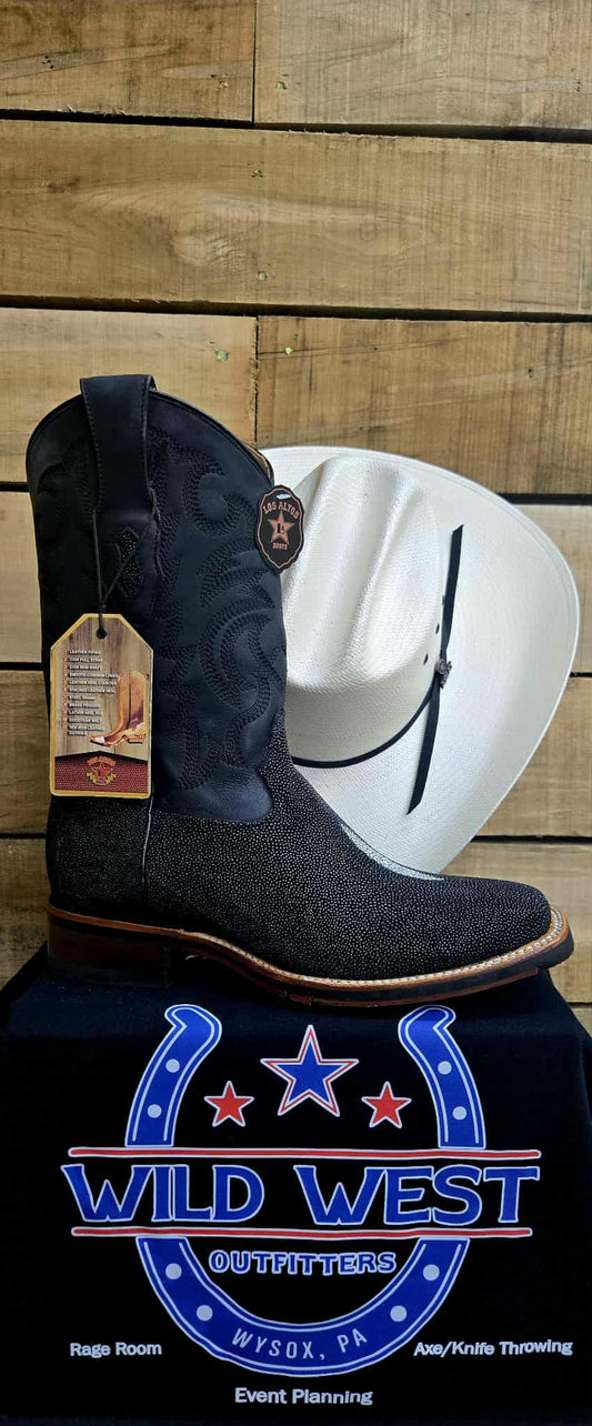 Exotic Los Altos Single Stone Black Stingray Men’s Cowboy Boots