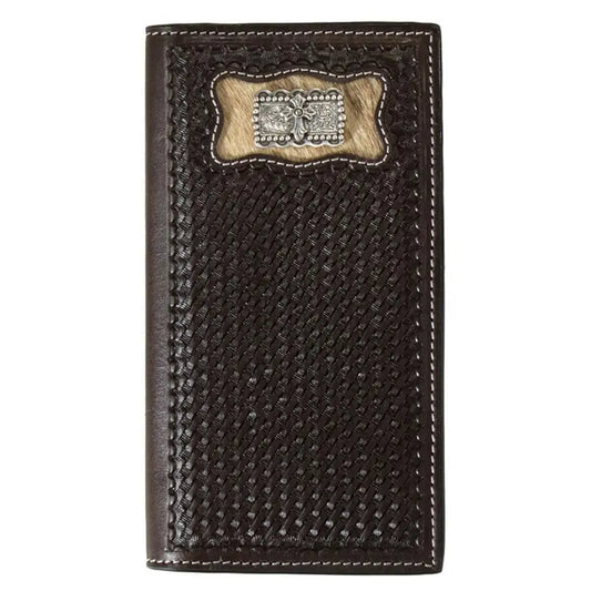 3D Calf Hair Inlay Cross Concho - Men's Rodeo Wallet