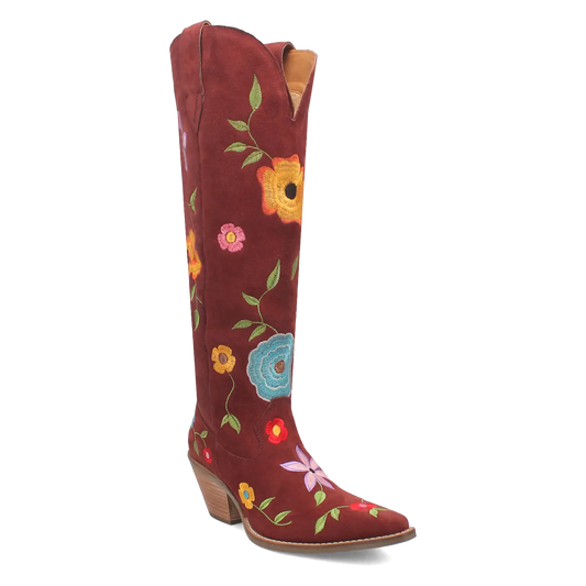 Dingo Flower Power - Women's Suede Leather Cowgirl Boots