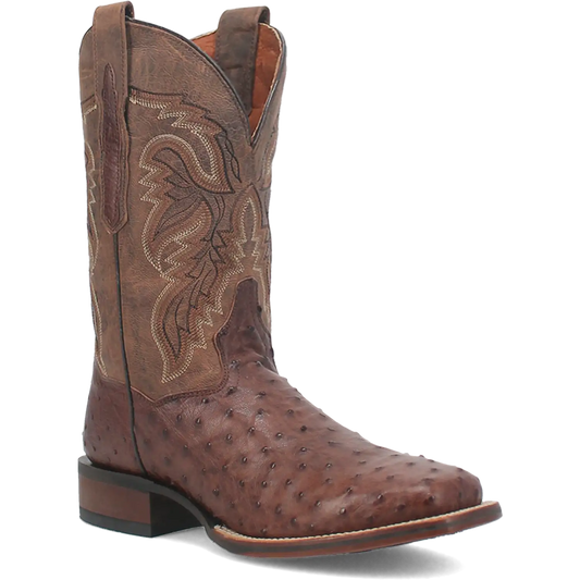 Dan Post Alamosa (Chocolate/Brown) - Men's Ostrich Skin Leather Cowboy Boots