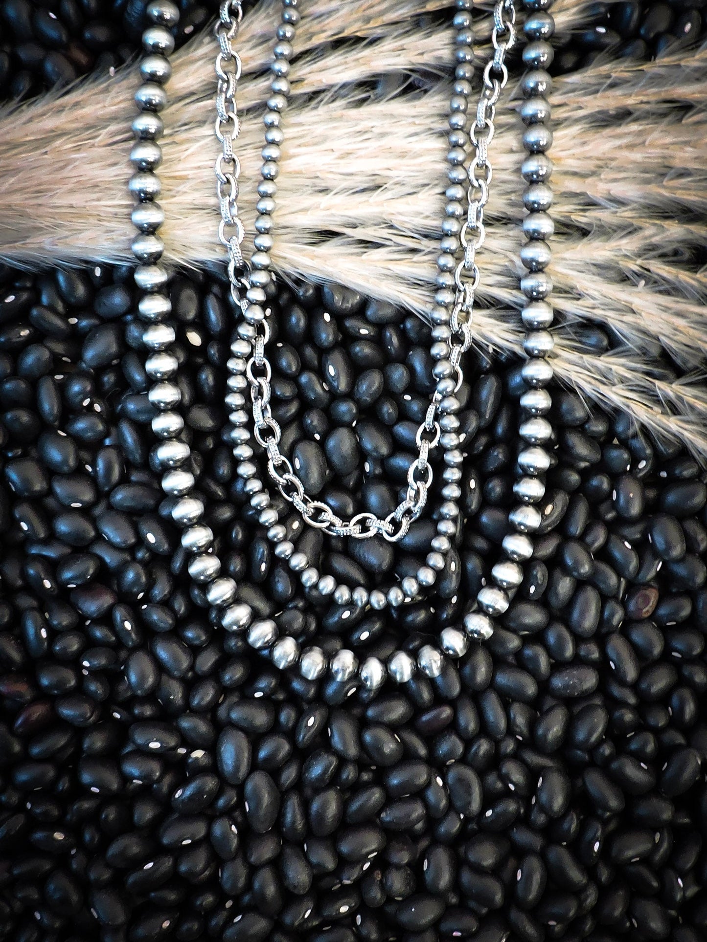 Blaze Navajo Style Pearl Layered Fashion Necklace - Natural