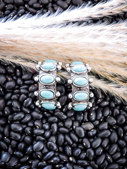 Houston Bubble Stud Hoop Fashion Earring - Silver
