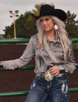 Cowgirl Tuff Silver Pullover Button Down