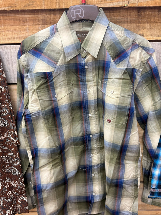 Roper Tall Mens Evergreen Amarillo Pearl Snap Long Sleeve Western Shirt For Work Ranch And Weekend Wear by Wild West Outfitters